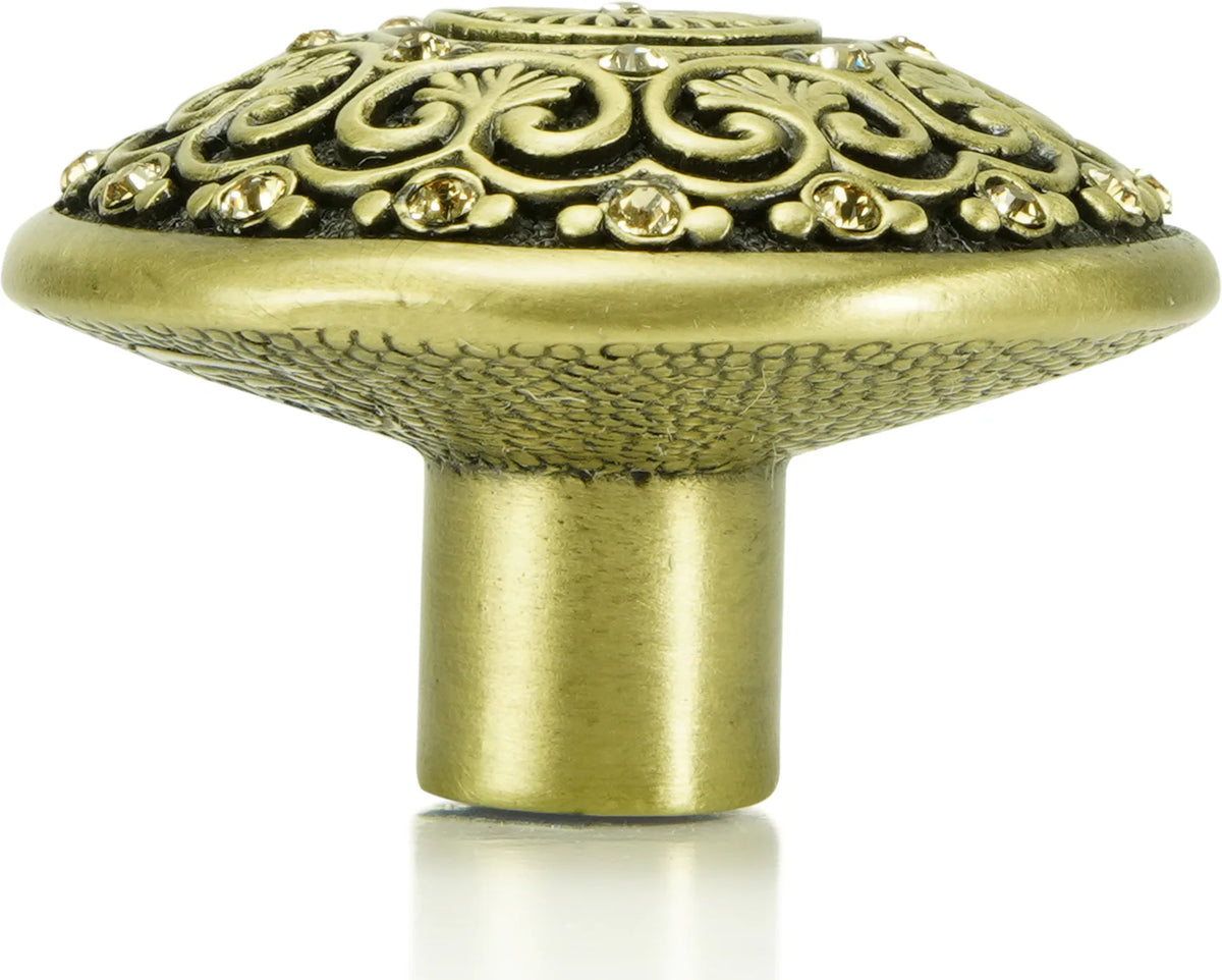 York Knob, Lt. Colorado Topaz Crystal Burnish Brass Finish 7156BB