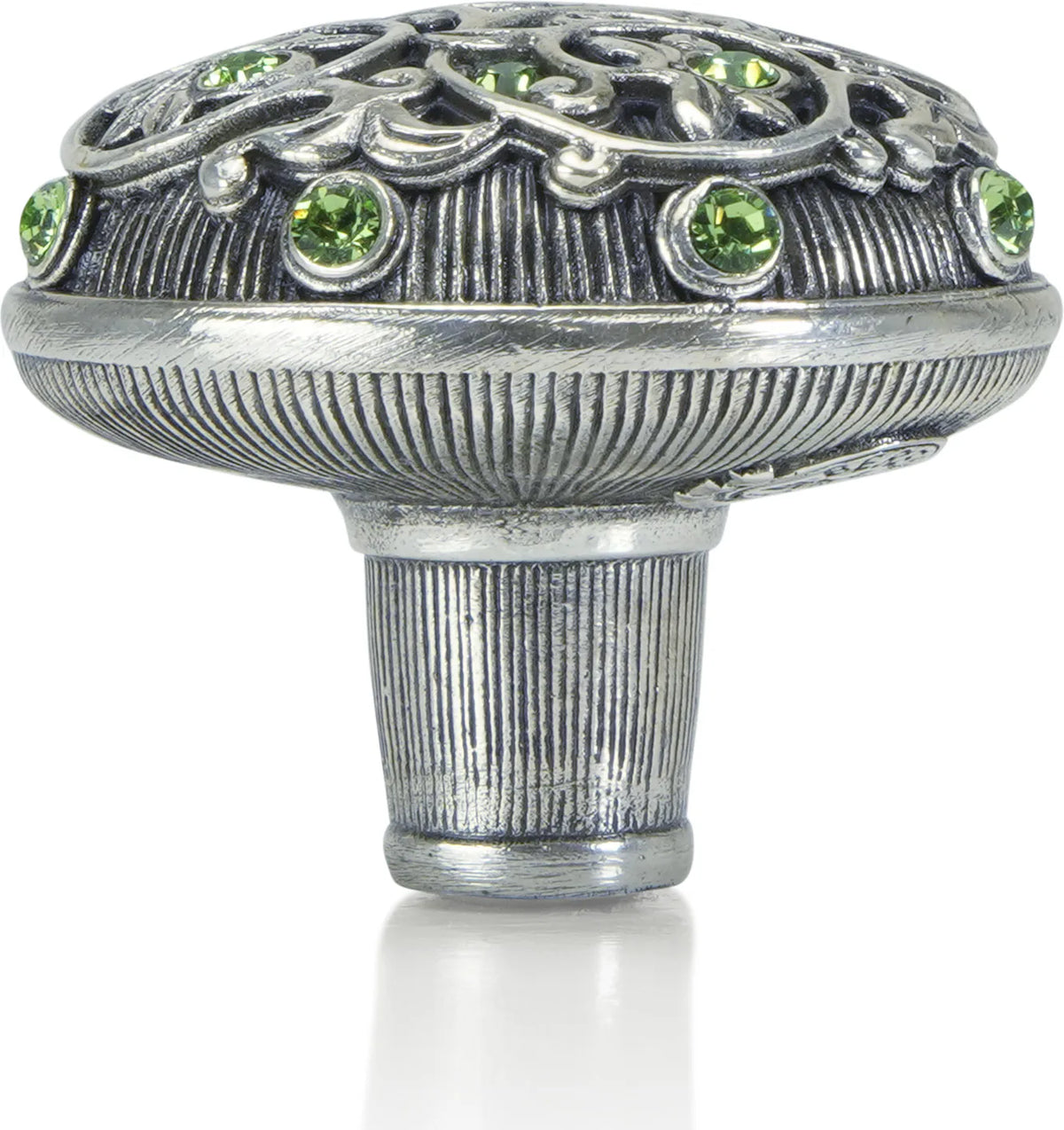 Knob, Peridot Crystal Burnish Silver Finish 7158/36