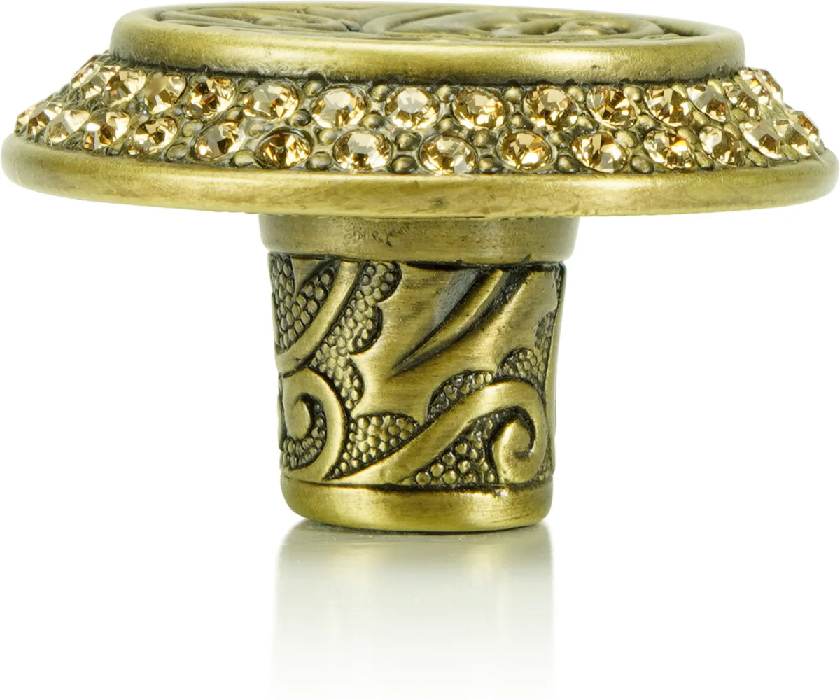 Rookwood Knob, Lt. Colorado Topaz Crystal Burnish Brass Finish 7741BB