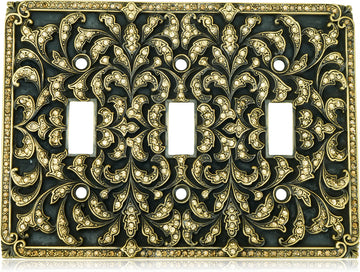 Triple Toggle Switch Cover, Lt. Colorado & Smoke Topaz Cr. Museum Gold Finish 8000/9