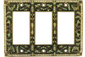 Switch Plates Triple Gfi Switch Cover, Erinite & Jonquil Crystal 8001/3