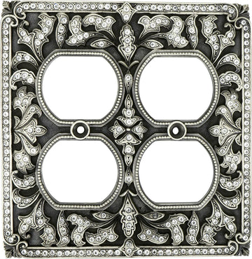 Switch Plates 4 Outlet Cover, Clear Crystal 8004MS