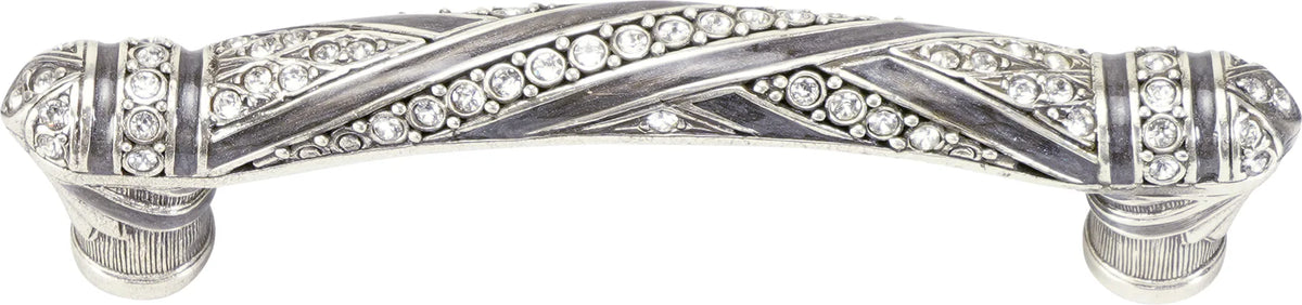 Fairfax 3-1/2'' cc Pull With Metallic Silver, Decorated With Swarovski® Clear Crystal, Burnished Silver 8132/16