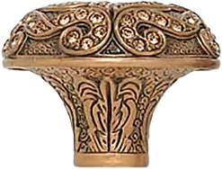 Trescott Knob, Decorated With Swarovski® Lt. Smoke & Lt. Colorado Crystal, Museum Gold 8146/9