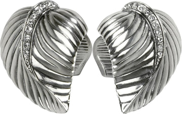 Chandler Leaf Knob, Clear Crystals, Right & Left Pair Burnish Silver Plate 8182/16X