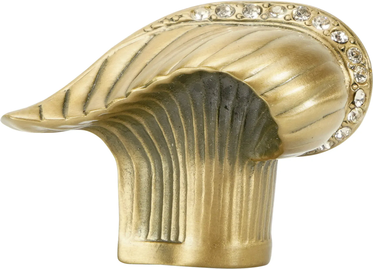 Chandler Leaf Knob, Decorated With Swarovski® Lt. Colorado Topaz, Right & Left Pair, Museum Gold 8182/1