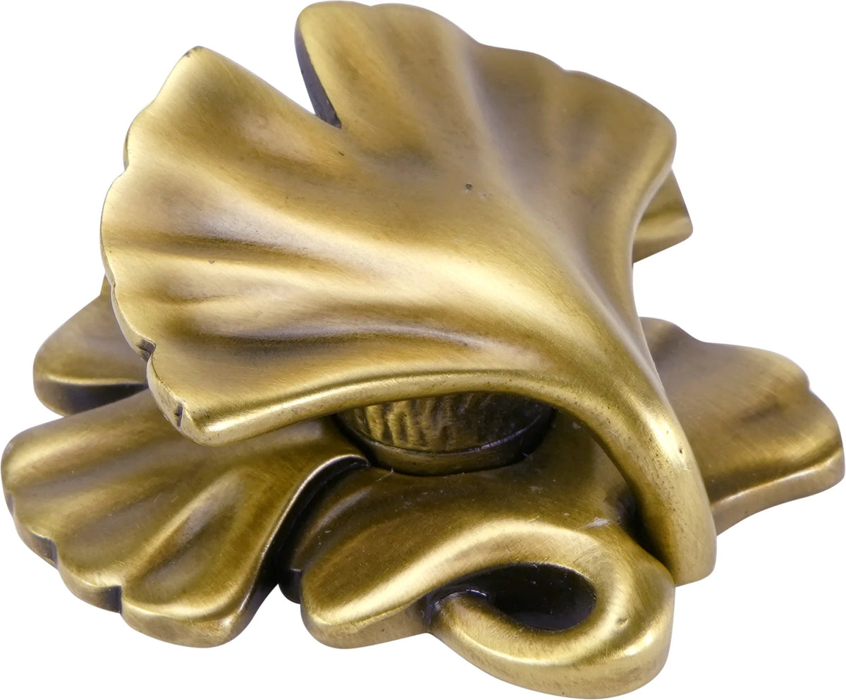 Edgar Berebi Arts & Craft Ginkgo Knob In Burnished Brass Plate 8185BBX