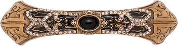 Chinoiserie 3-1/2'' cc Pull, Jet, Decorated With Swarovski® Silk Crystal & Jet Cabochon, Museum Gold 8190/1