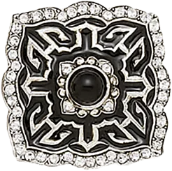 Chinoiserie Knob, Jet With Clear Crystal & Jet Cabochon Burnish Silver Finish 8225/16