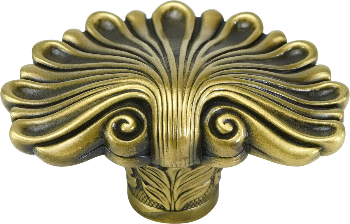 Edgar Berebi Federal Shell Knob In Burnished Brass Plate 8245BB