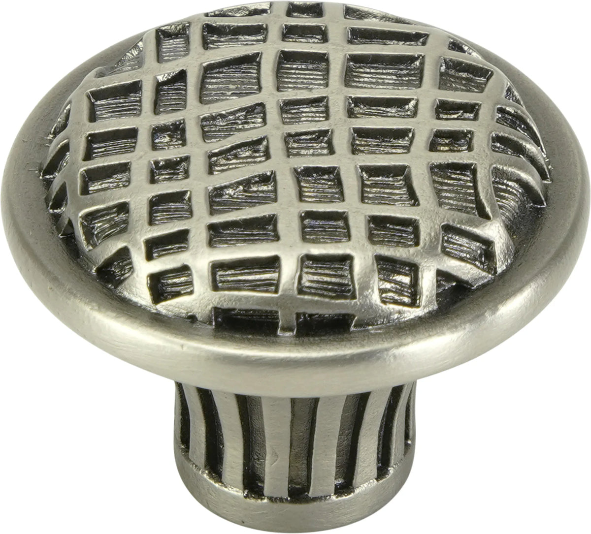 Edgar Berebi Linen Weave Knob In Antique Nickel Plate 8372AN