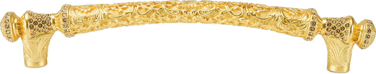 Glendale Court 6'' cc Pull, Decorated With Swarovski® Lt. Colorado Topaz Crystal, Satin Gold Finish 8504SG
