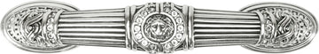 3'' cc Empire Pull W/ Horizontal Lion Motif, Clear Crystal, Burnish Silver Finish 9940/16