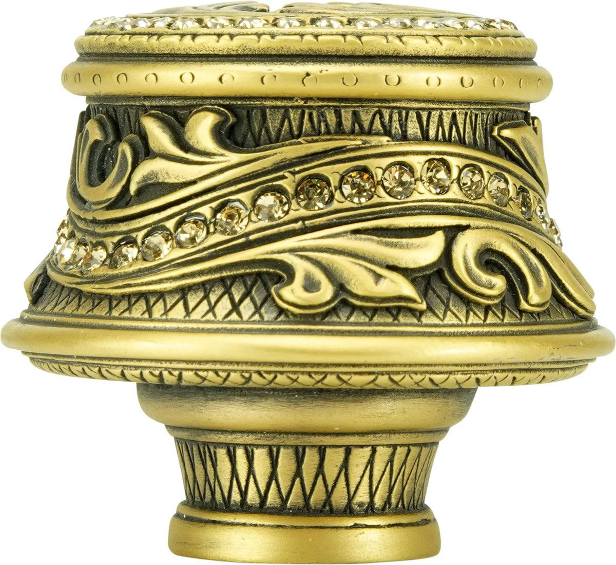 Portland Knob, Decorated With Swarovski® Lt Col Topaz Crystals, Museum Gold Plate X7349/9