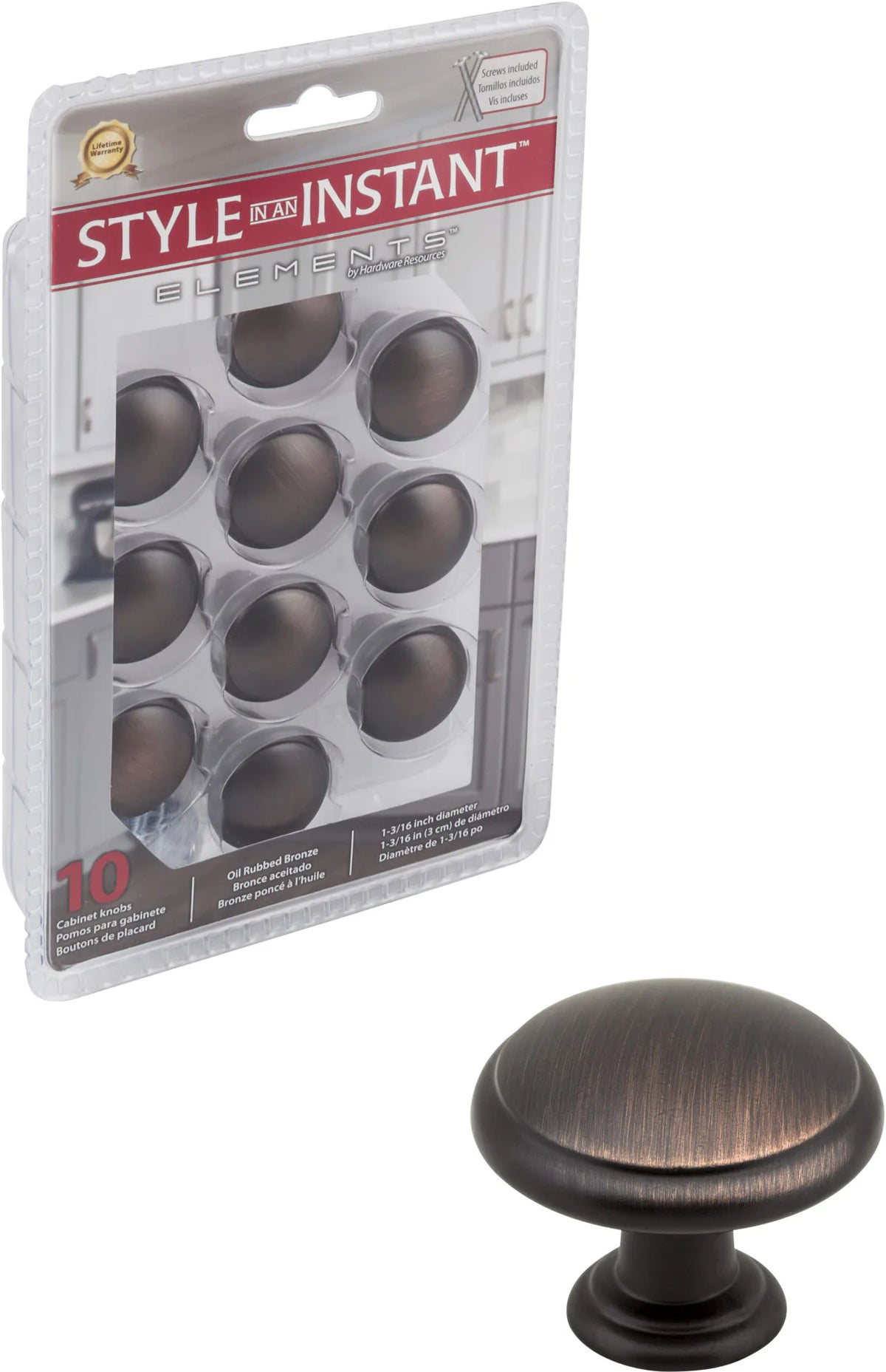 Retail Pack Hardware 1-3/16'' Diameter Mushroom Knob 3940-DBAC-R