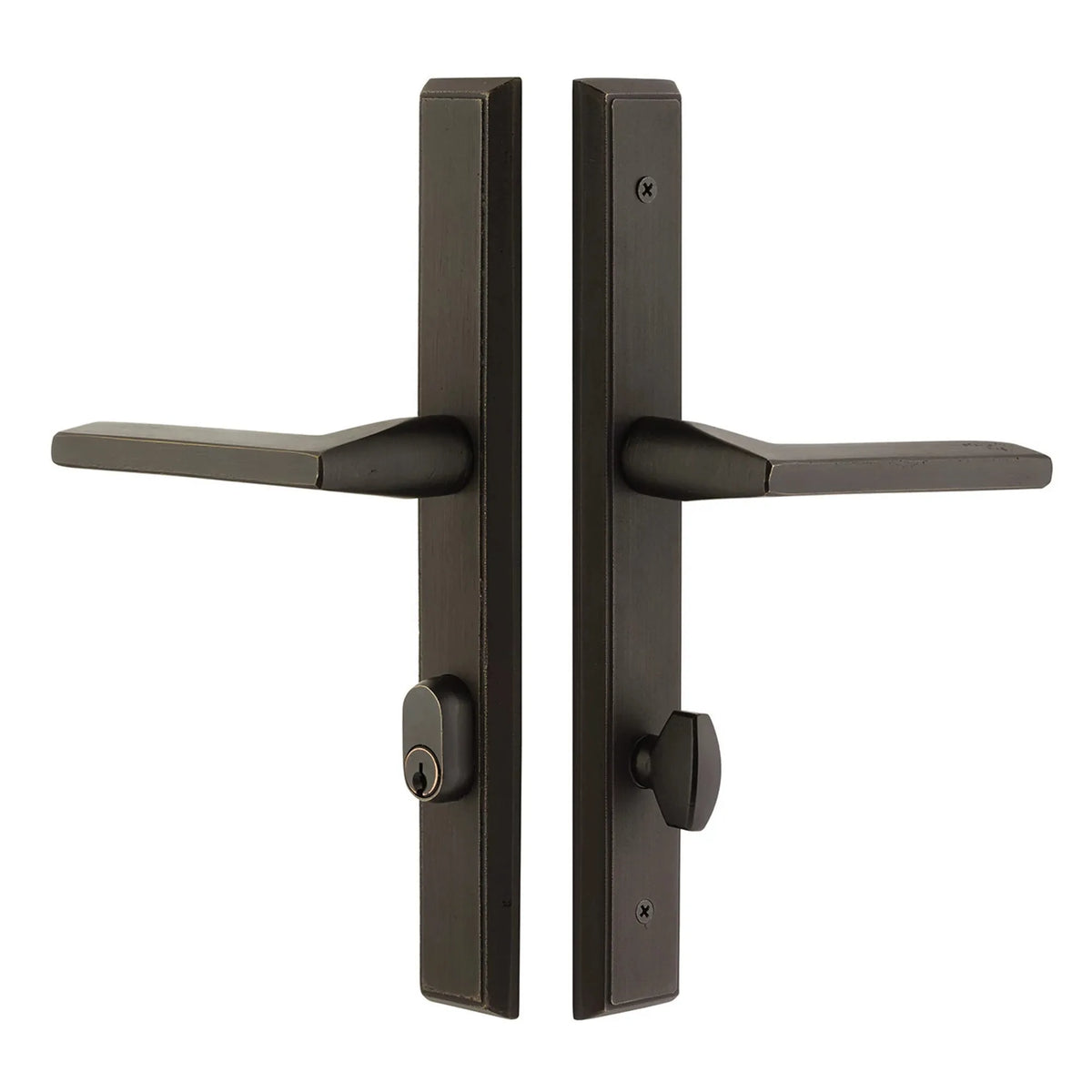 Sandcast Bronze Rectangular Stretto Keyed 11" Overall Narrow Trim Sideplate Lock 5444ARLH
