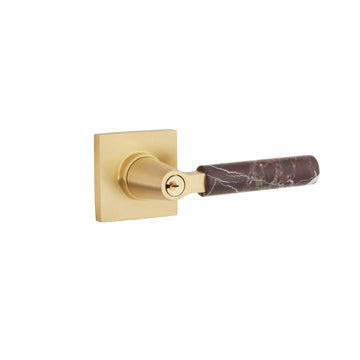 SELECT L-Square Rosso Levanto Marble Key in Lever 5015US10B.KLSUS10B.MRRD.LH