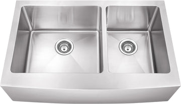 35-7/8'' L x 20-3/4'' W x 10'' D Apron-front/Farmhouse Front 16 Gauge Stainless Steel 60/40 Double Bowl Sink HA225