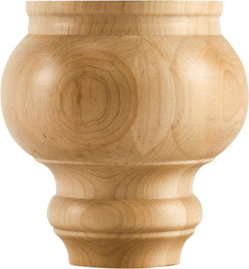 4-1/2'' W x 4-1/2'' D x 4-1/2'' H Rubberwood Turned Transitional Bun Foot BF45RW