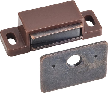8 lb. Brown Single Magnetic Catch with Bronze Strike and Screws 50635