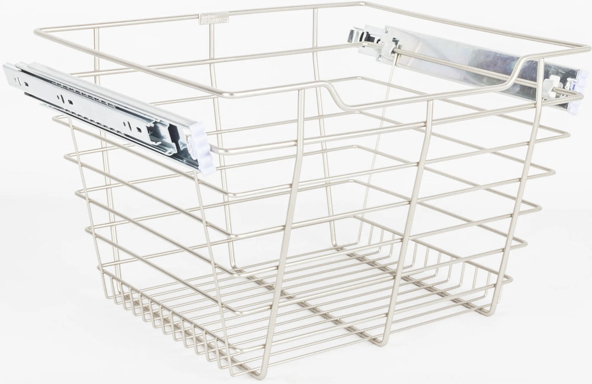 Pullout Closet Baskets Satin Nickel Closet Pullout Basket with Slides 16''D x 17''W x 11''H POB1-161711SN