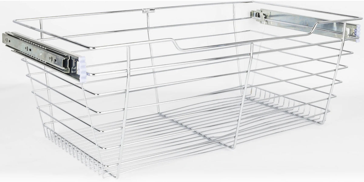 Pullout Closet Baskets Chrome Closet Pullout Basket with Slides 16''D x 29''W x 11''H POB1-162911CH