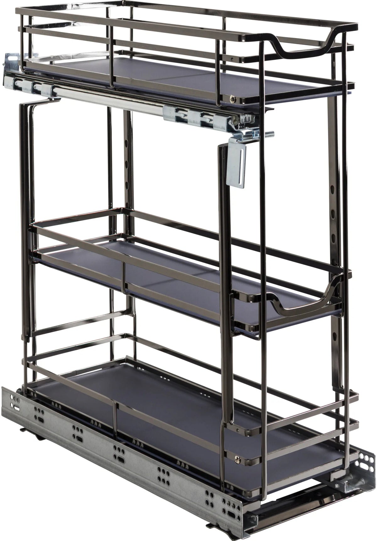 8'' Black Nickel STORAGE WITH STYLE® Metal''No Wiggle'' Soft-close Base Pullout SWS-BPO8BN