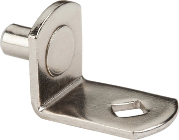 Bright Nickel 5 mm Pin Angled Shelf Support with 3/4'' Arm and Diamond Hole -(1000 pieces per pack) 1710BN