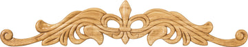 20'' W x 5/16'' D x 4-3/16'' H Pressed Rubberwood Fleur-de-lis Onlay PONL-08-20RW