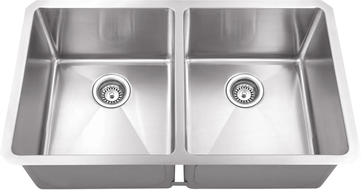 32'' L x 19'' W x 10'' D Undermount 16 Gauge Handmade Stainless Steel 50/50 Double Bowl Sink HMS250