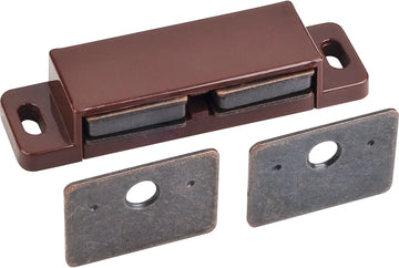 15 lb. Brown Double Magnetic Catch with Bronze Strike and Screws 50622