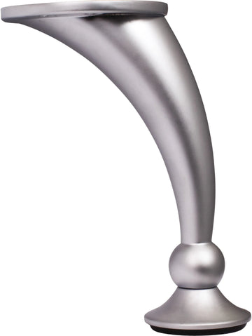 Adjustable 4-1/2'' – 4-5/8'' Dull Chrome Round Curved Metal Furniture Leg 89102-DC