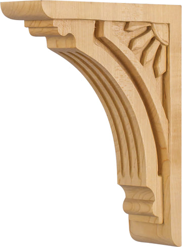 2'' W x 6'' D x 8'' H Rubberwood Art Deco Corbel COR5-2RW