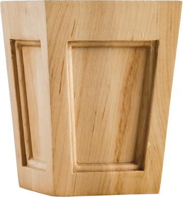3-1/2'' W x 3-1/2'' D x 4-1/2'' H Rubberwood Mission Bun Foot BF40RW