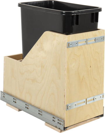 Single 35 Quart Wood Bottom-Mount Soft-close Vanity Trashcan Rollout for Door Mounting, Includes One Can