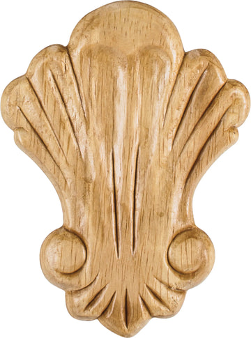 3-1/4'' W x 5/16'' D x 4-3/8'' H Rubberwood Pressed Shell Appliqué PAPL-08RW