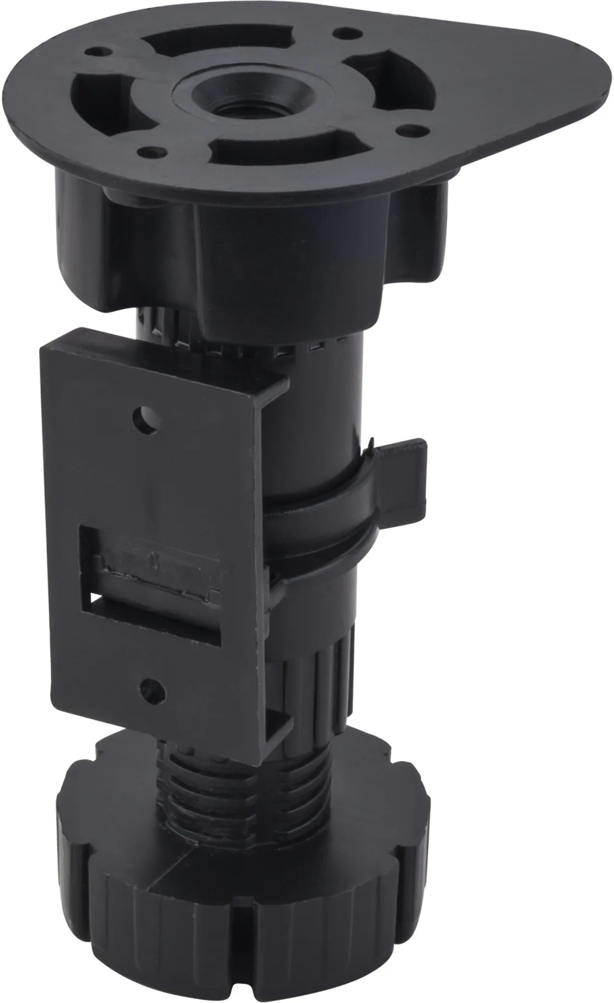 Black Plastic Adjustable Feet with Toe Kick Bracket 100-170 mm TP03