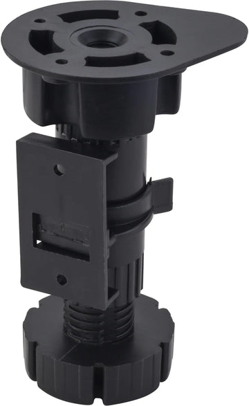 Black Plastic Adjustable Feet with Toe Kick Bracket 100-170 mm TP03