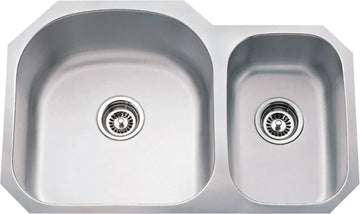 31-1/2'' L x 20-1/2'' W x 9'' D Undermount 18 Gauge Stainless Steel 70/30 Double Bowl Sink 807L