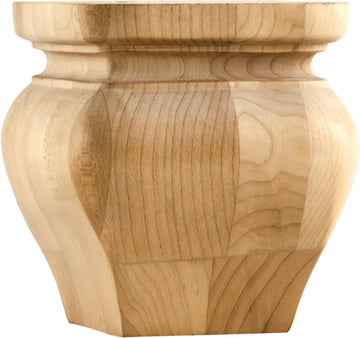 4-1/4'' W x 4-1/4'' D x 4-1/4'' H Maple Square Turned Bun Foot BF90MP