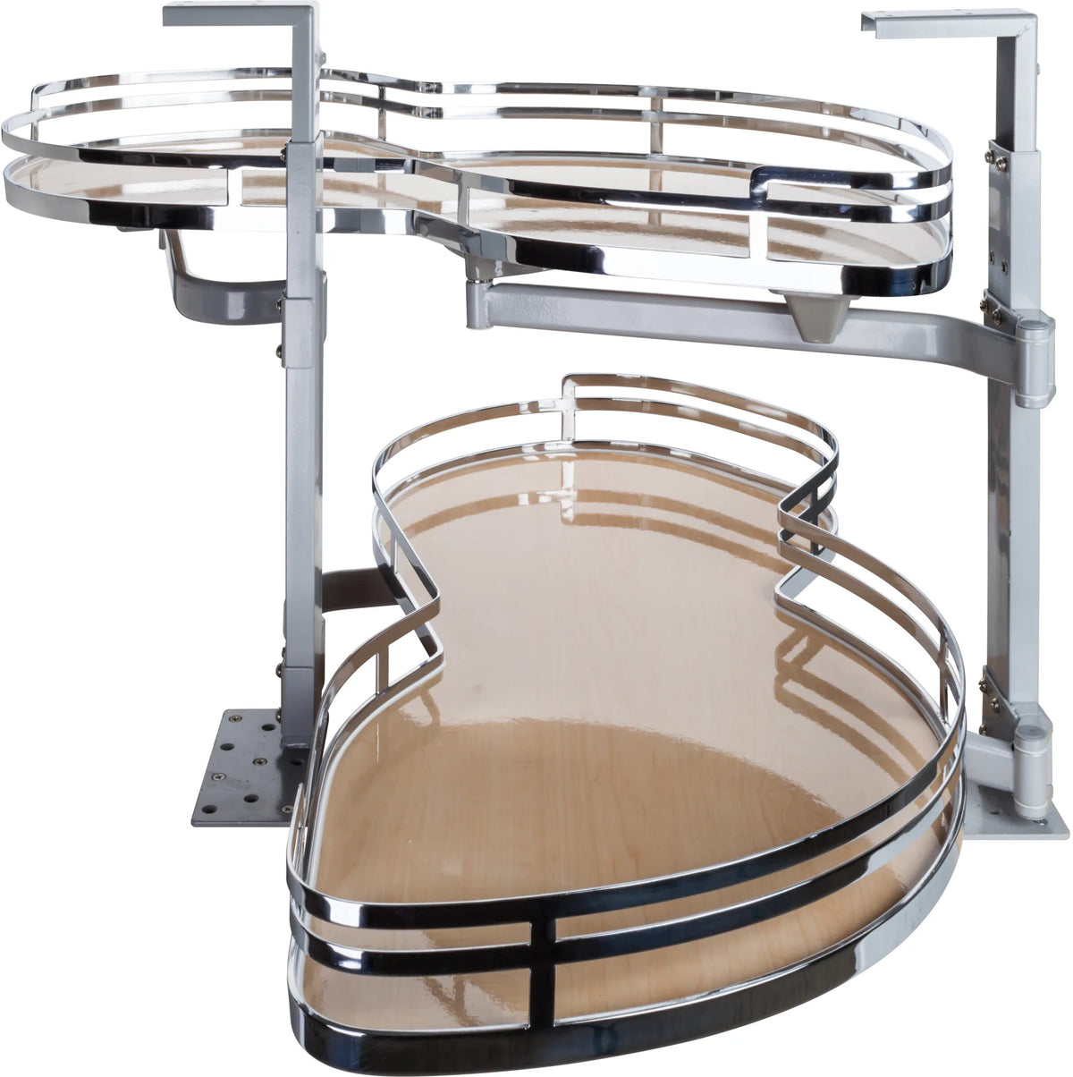 Blind Corners 15'' Polished Chrome and Maple Blind Corner Swingout for Openings on the Right of the Blind BCSO215PCMP-RH
