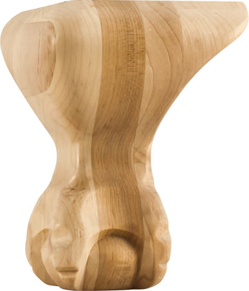 4-1/2'' W x 4-1/2'' D x 6'' H Rubberwood Smooth Ball & Claw Leg WL60RW