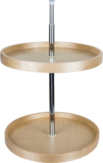 LazySusans 24'' Round Two-Shelf Banded Wood Lazy Susan Set BLSR224-SET