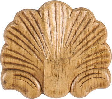 3-1/4'' W x 5/16'' D x 3'' H Rubberwood Pressed Shell Appliqué PAPL-07RW