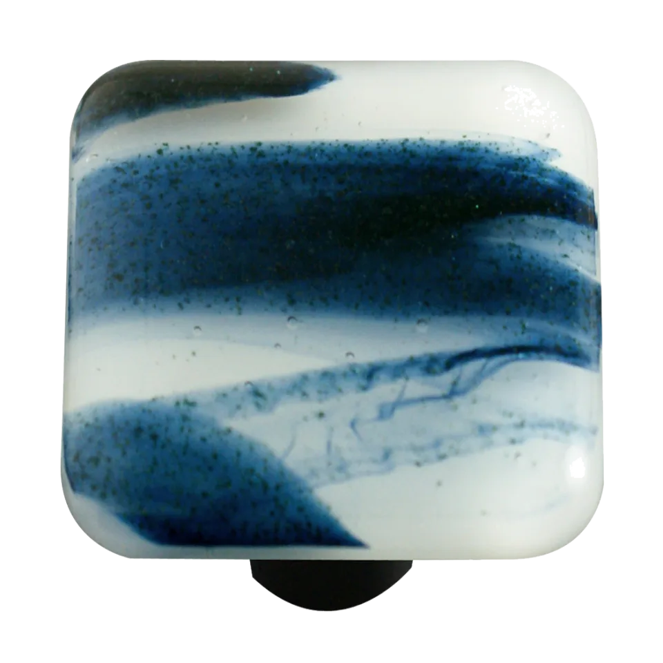 Swirl Collection Metallic Blue Clear Knob
