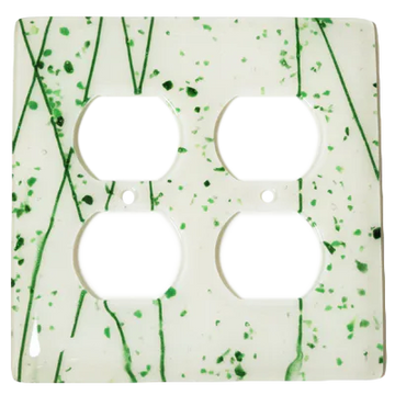 Green MG White 2 Gang Switchplate
