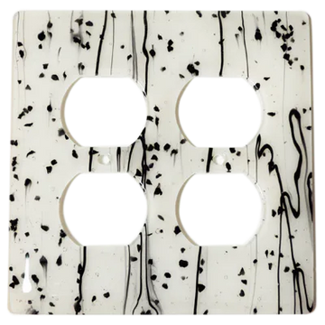 Black MG White 2 Gang Switchplate