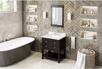 Astoria 30'' Espresso Vanity, Calacatta Vienna Quartz Vanity Top, undermount rectangle bowl VKITAST30ESCQR