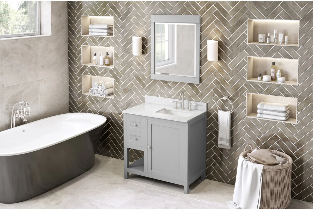 Astoria 36'' Grey Vanity, right offset VN2AST-36-GR-NT