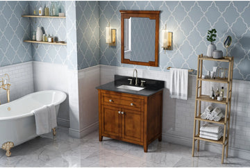 Chatham 36'' Chocolate Vanity, Black Granite Vanity Top, undermount rectangle bowl VKITCHA36CHBGR